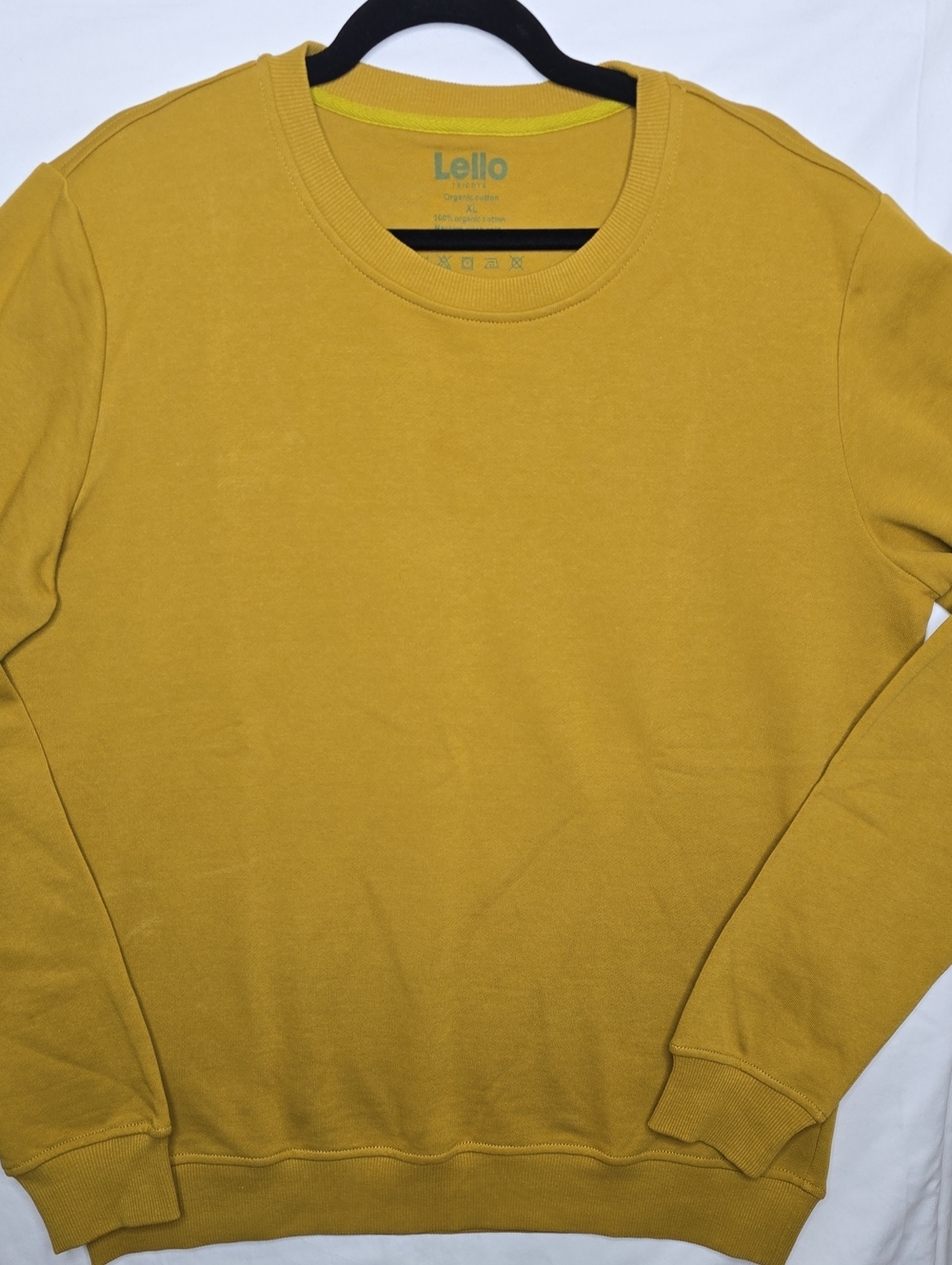 Lello Men’s Mustard Yellow Organic Cotton Crewneck Sweatshirt